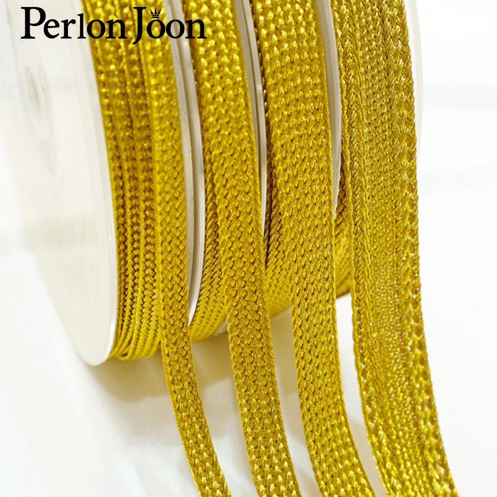Perlon Strap Woven - 10yards Gold thread strap webbing woven