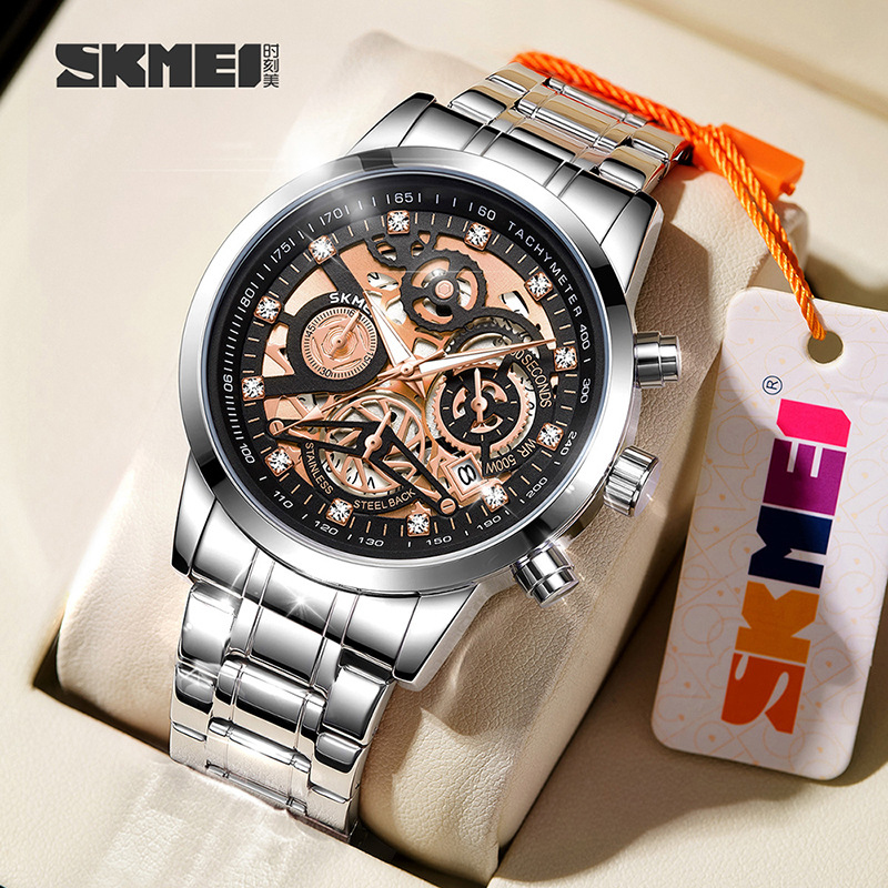 Canvas Strap Watch - SKMEI 7059 Fashion Three-Eye Skeleton Dial