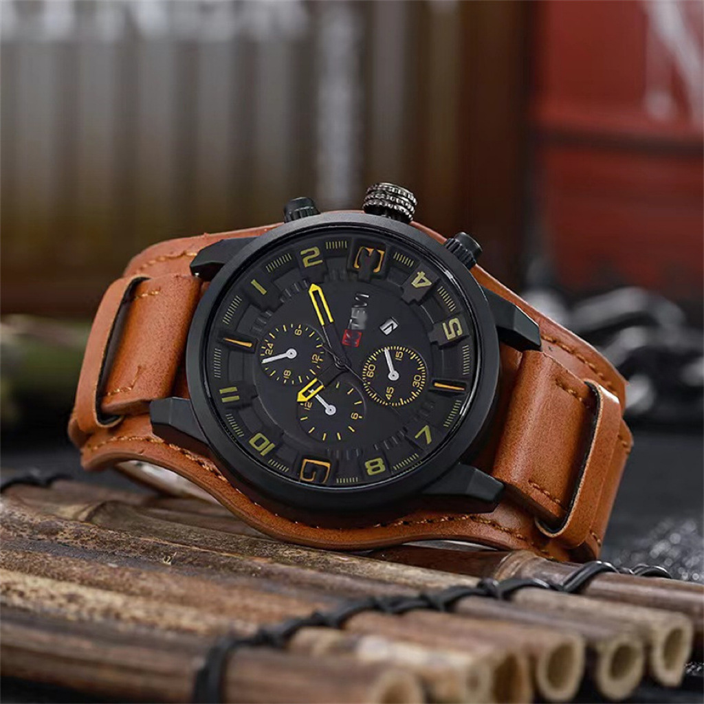 Retro Luxury Men Quartz Watch  - Leather Watch Band Men บทวิจารณ์และราคา