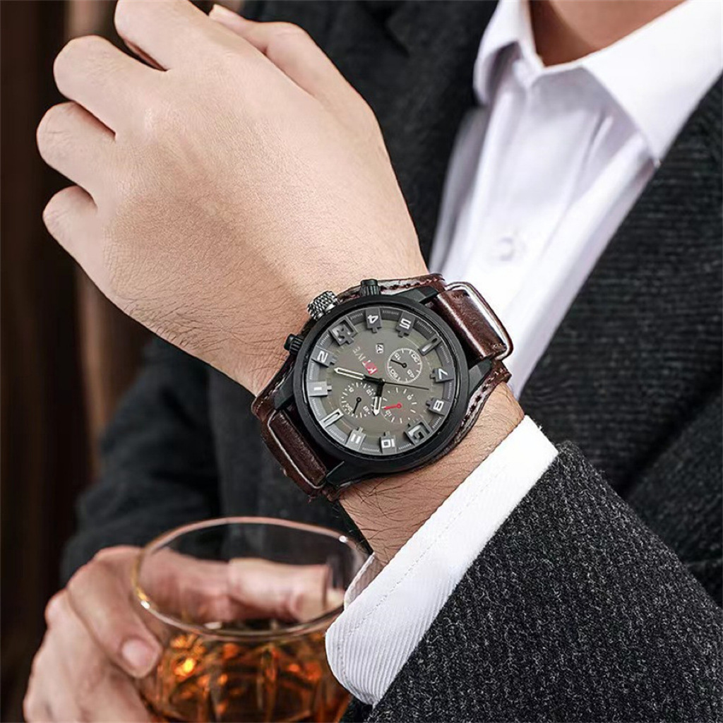 Retro Luxury Men Quartz Watch  - Leather Watch Band Men บทวิจารณ์และราคา