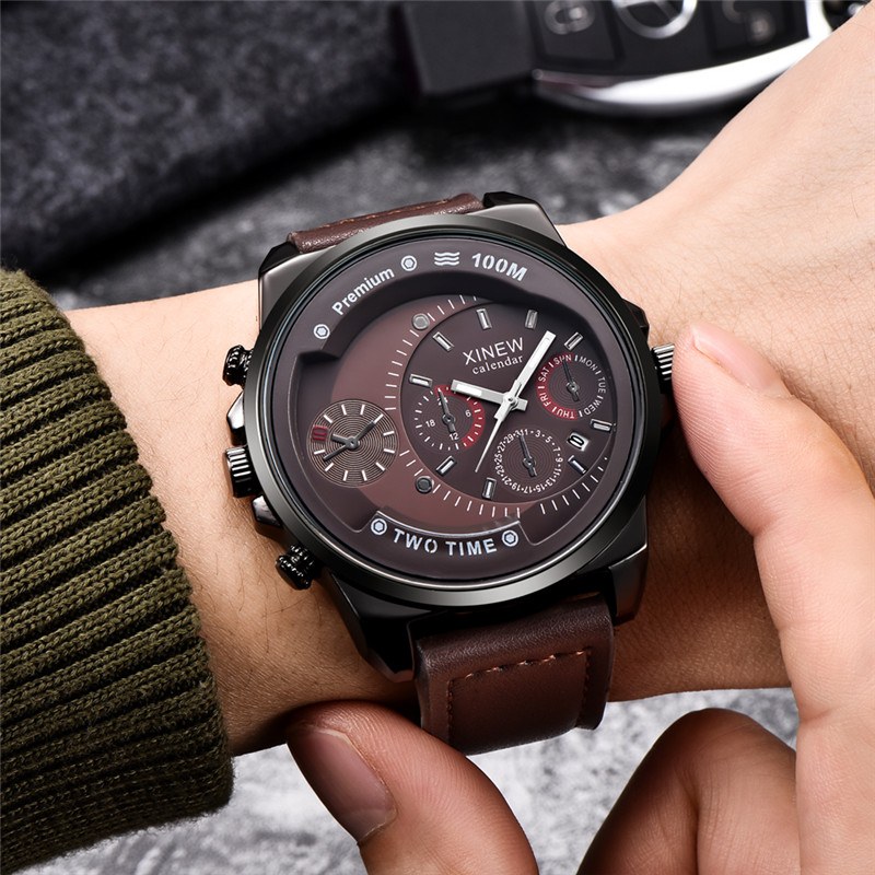 Original XINEW Brand Men Watch - Leather Watch Band Men บทวิจารณ์และราคา