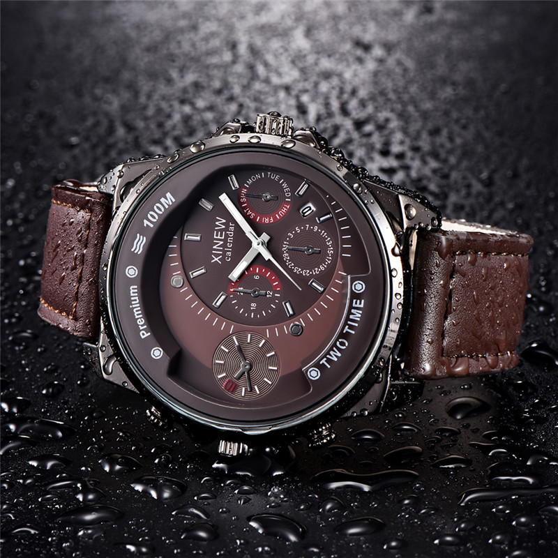 Original XINEW Brand Men Watch - Leather Watch Band Men บทวิจารณ์และราคา