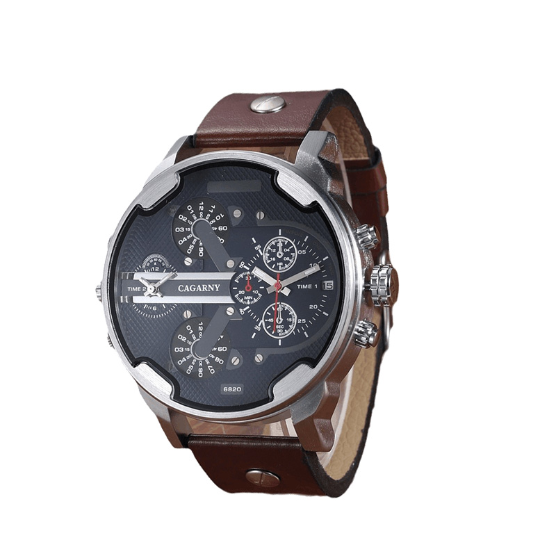Cagarny Watch 6820 Dual Displa - Leather Watch Band Men บทวิจารณ์และราคา