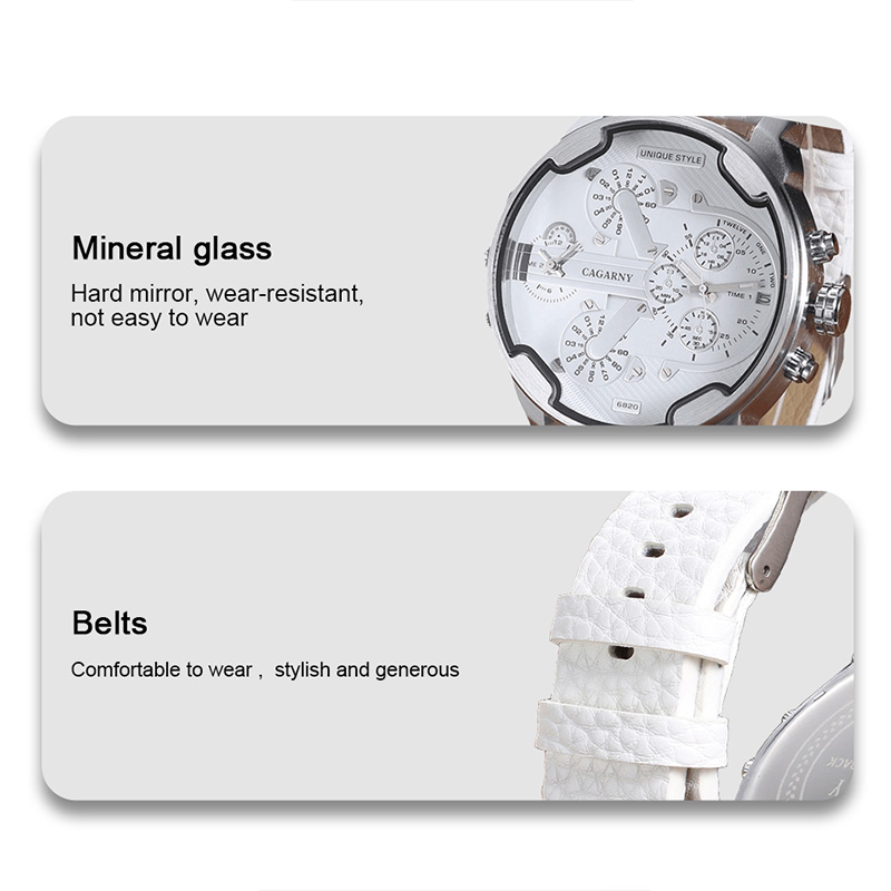 Cagarny Watch 6820 Dual Displa - Leather Watch Band Men บทวิจารณ์และราคา