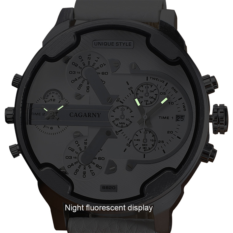 Cagarny Watch 6820 Dual Displa - Leather Watch Band Men บทวิจารณ์และราคา