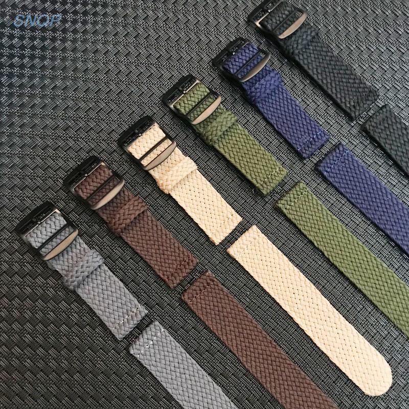 20mm 22mm Black Navy solid col - Perlon Strap Woven บทวิจารณ์และราคา