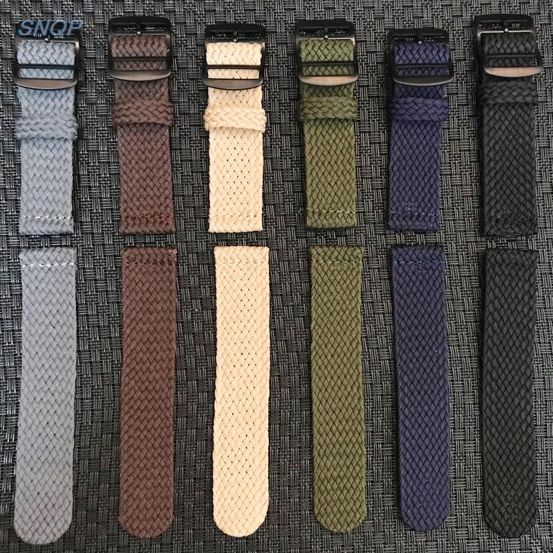 20mm 22mm Black Navy solid col - Perlon Strap Woven บทวิจารณ์และราคา
