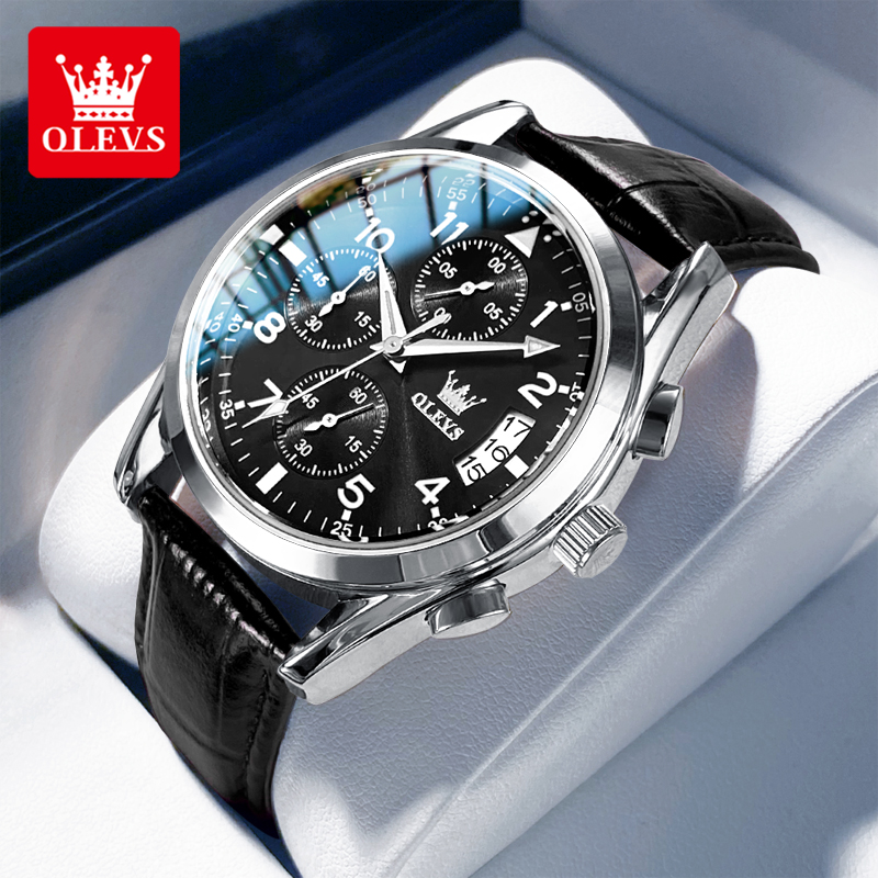 OLEVS Quartz Watch for Men Ori - Leather Watch Band Men บทวิจารณ์และราคา