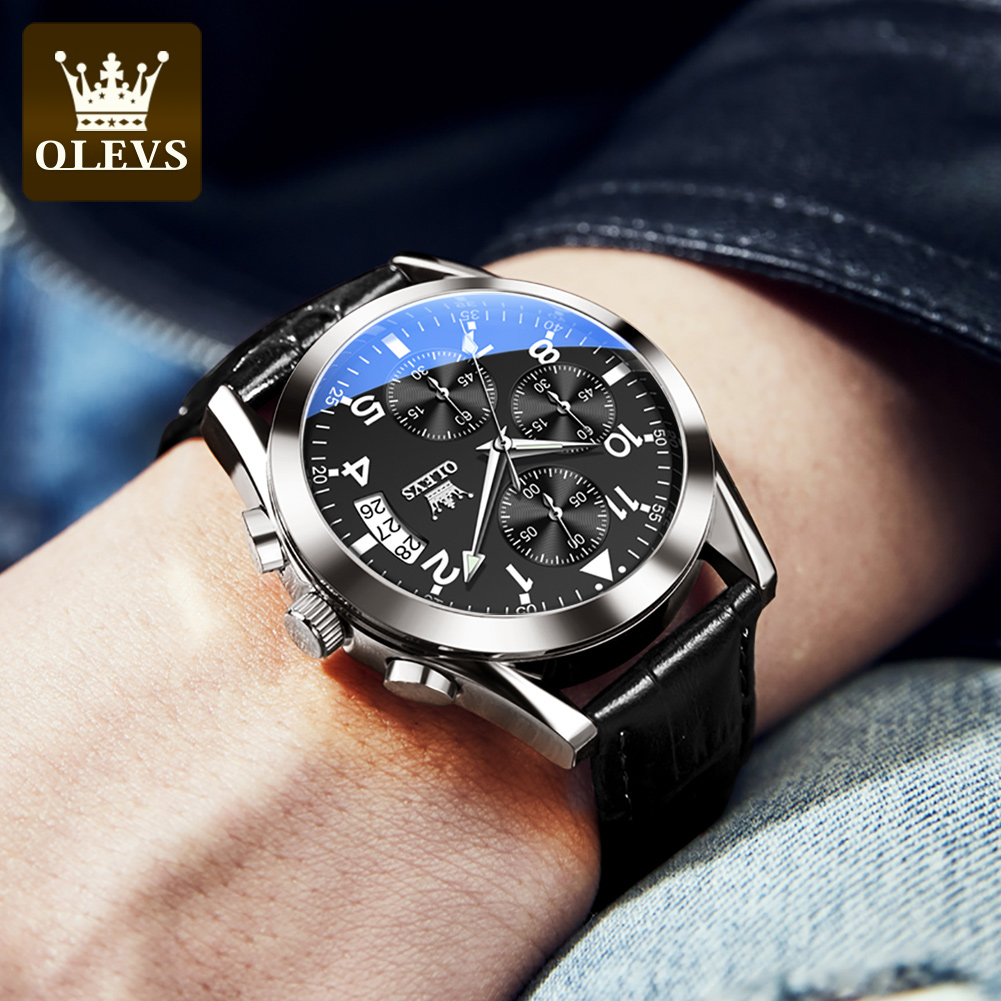 OLEVS Quartz Watch for Men Ori - Leather Watch Band Men บทวิจารณ์และราคา