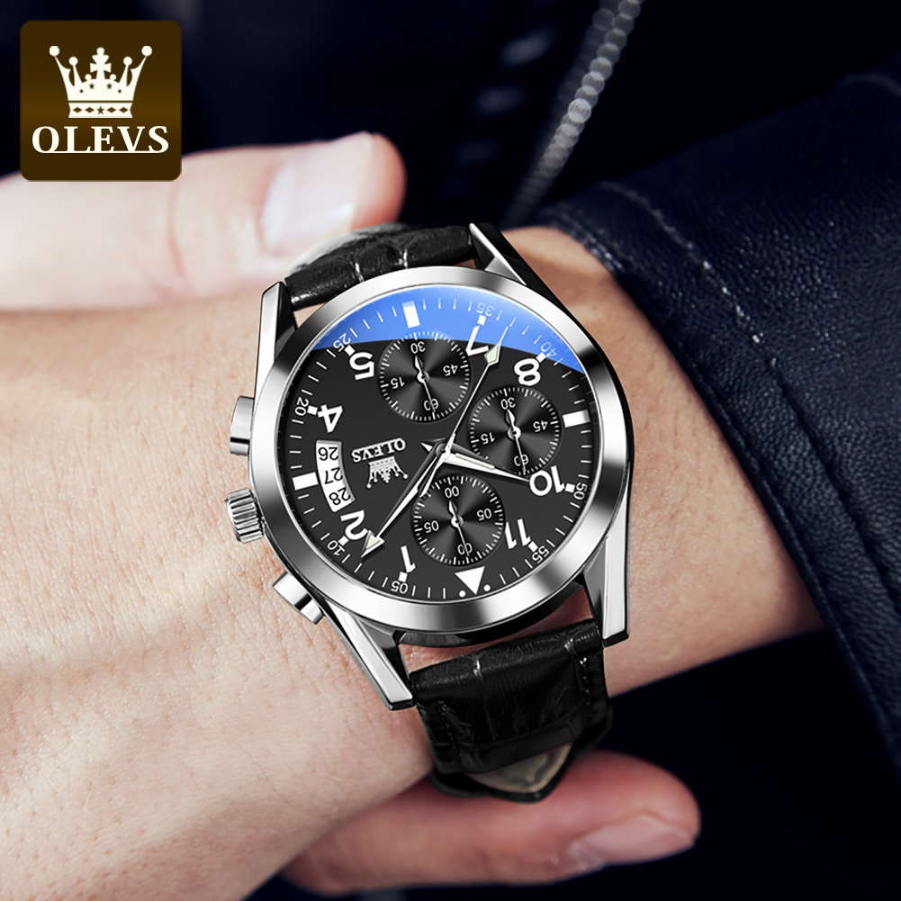 OLEVS Quartz Watch for Men Ori - Leather Watch Band Men บทวิจารณ์และราคา