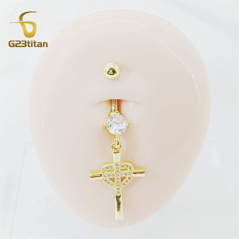 CZ Heart Cross Zircon Dangled  - Curved Spring Bar บทวิจารณ์และราคา