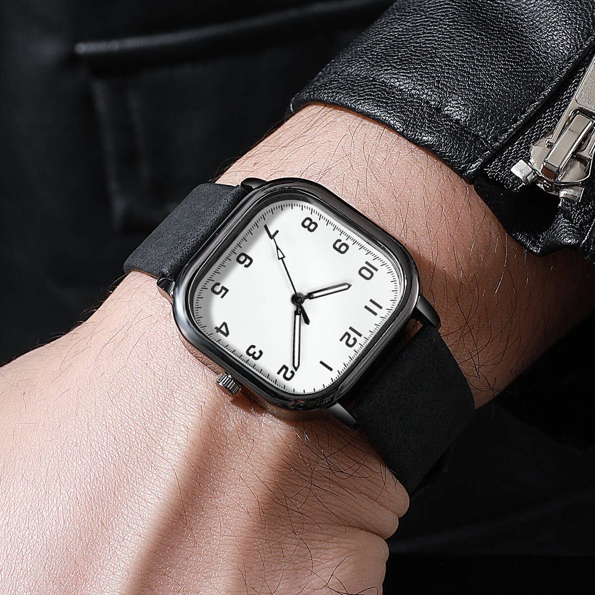 Fashion Square Men Watches Sim - Leather Watch Band Men บทวิจารณ์และราคา