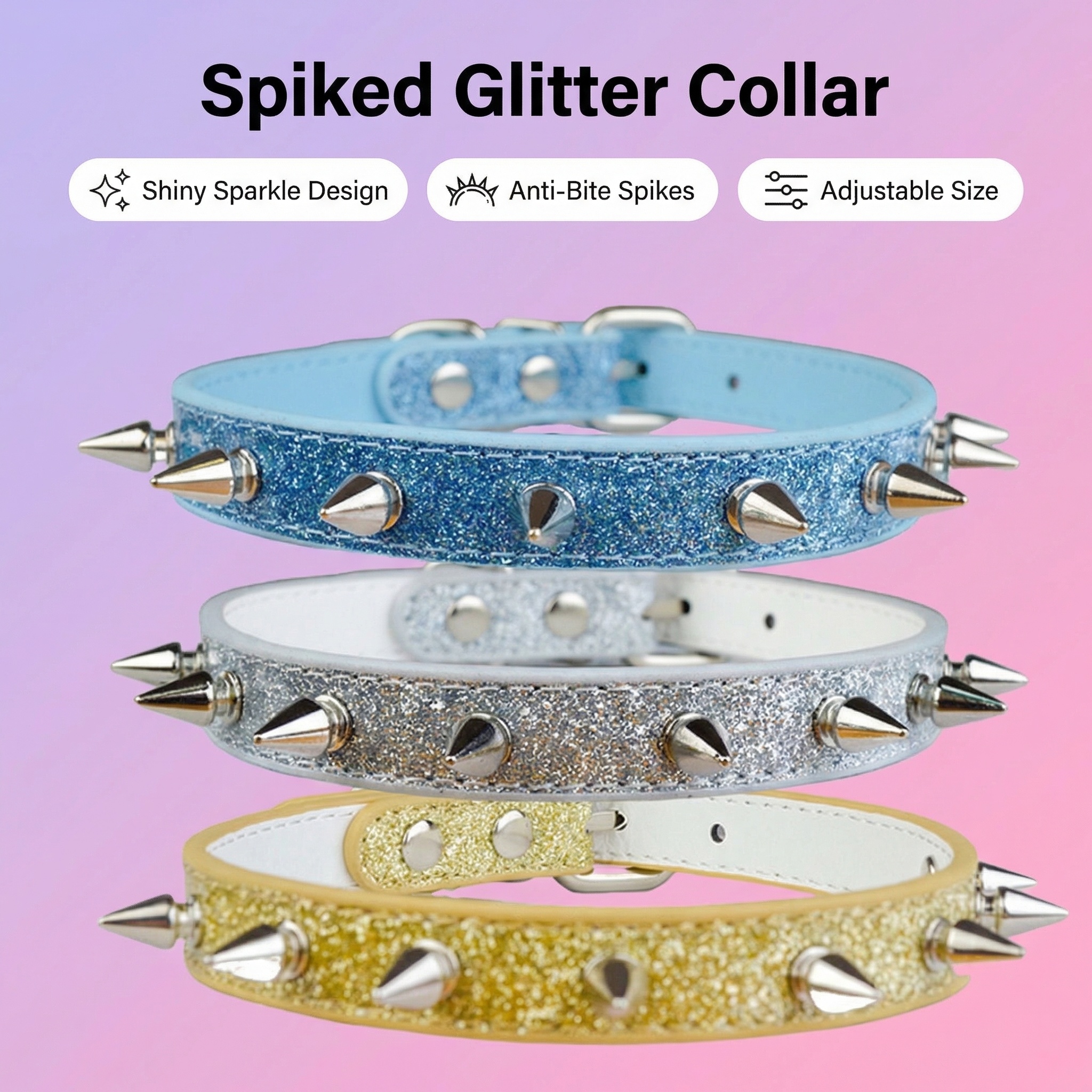 Punk Style Rivet Pet Collar Le - Leather Strap Quick Release บทวิจารณ์และราคา