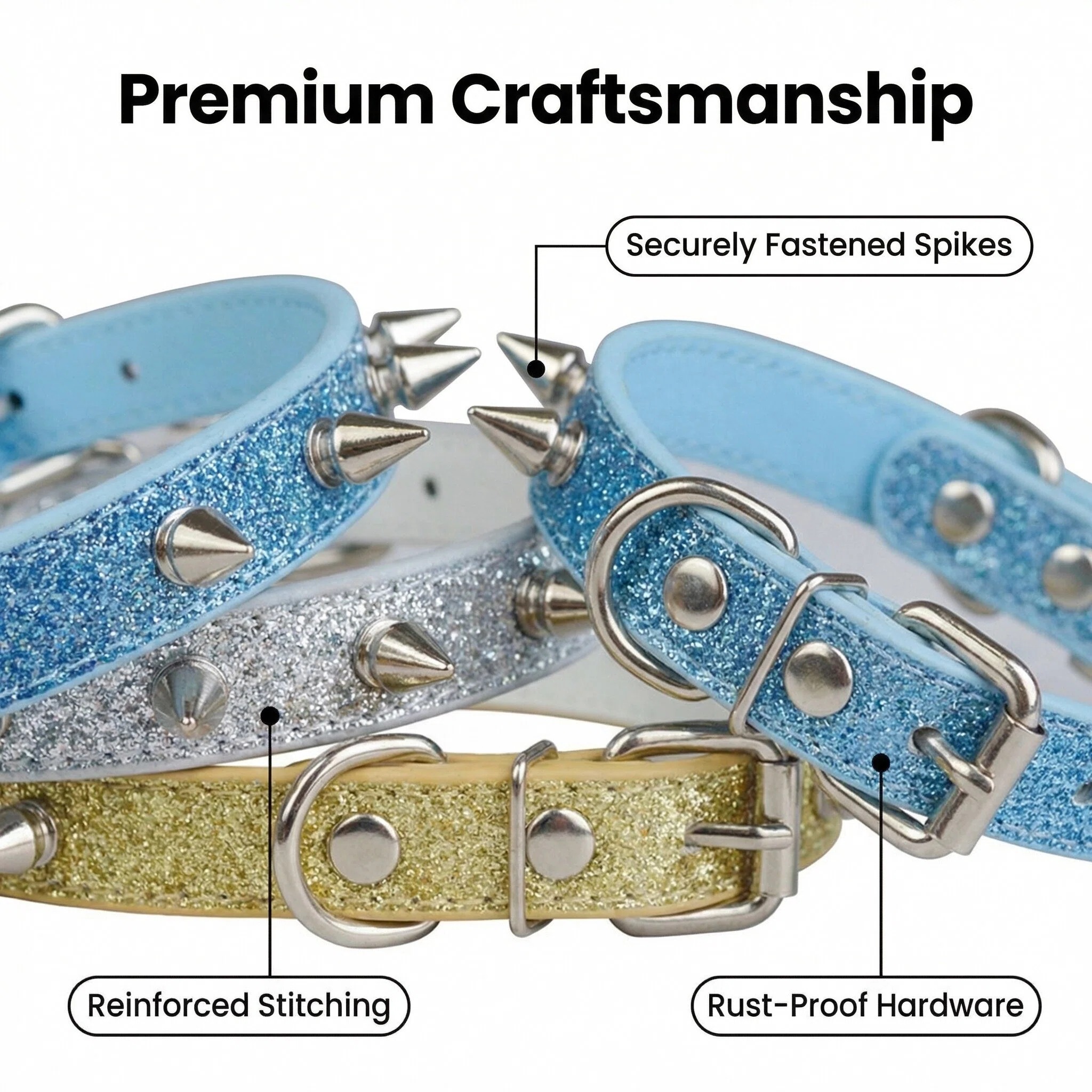 Punk Style Rivet Pet Collar Le - Leather Strap Quick Release บทวิจารณ์และราคา