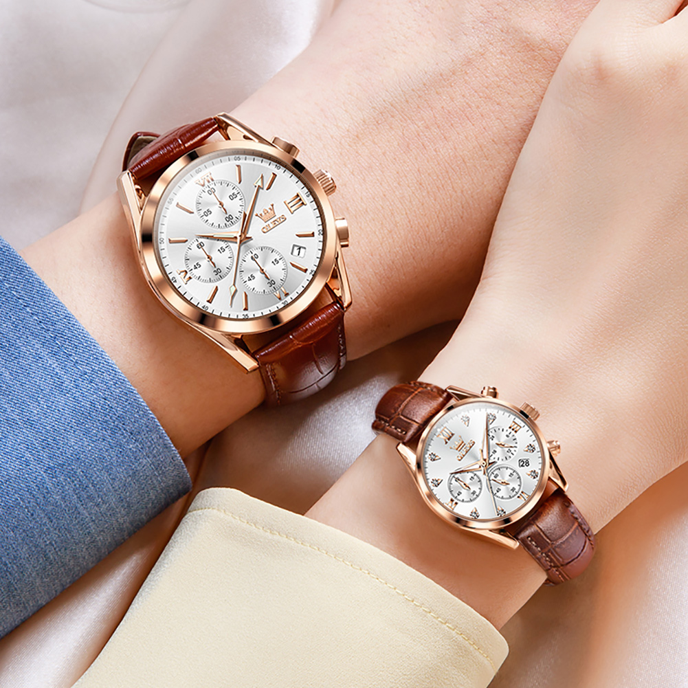 OLEVS Couple Watch for Men Wom - Leather Watch Band Men บทวิจารณ์และราคา