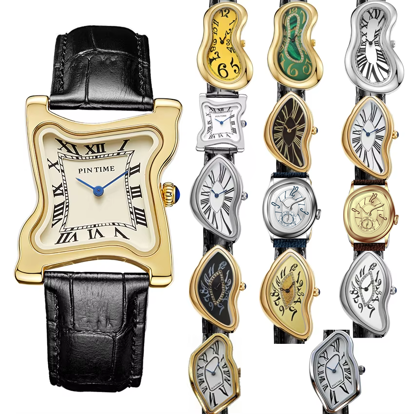Surrealist Art Melting Clock W - Leather Watch Band Men บทวิจารณ์และราคา