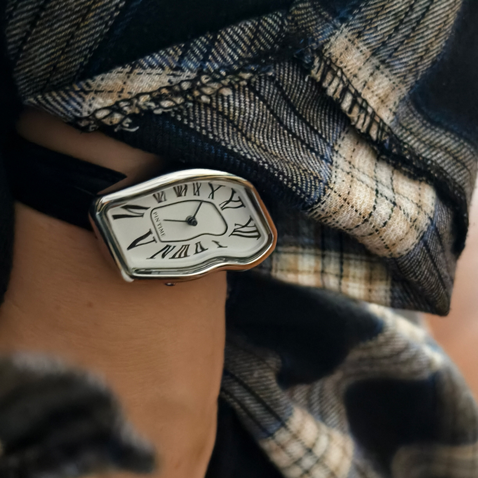 Surrealist Art Melting Clock W - Leather Watch Band Men บทวิจารณ์และราคา