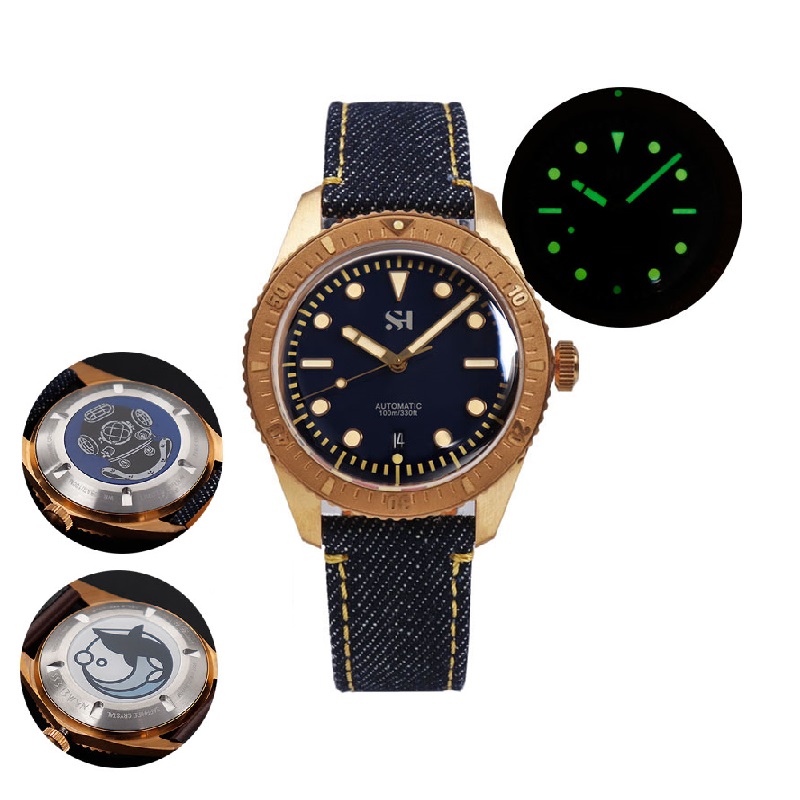 42mm Bronze Mens Watch Mechani - Canvas Strap Watch บทวิจารณ์และราคา