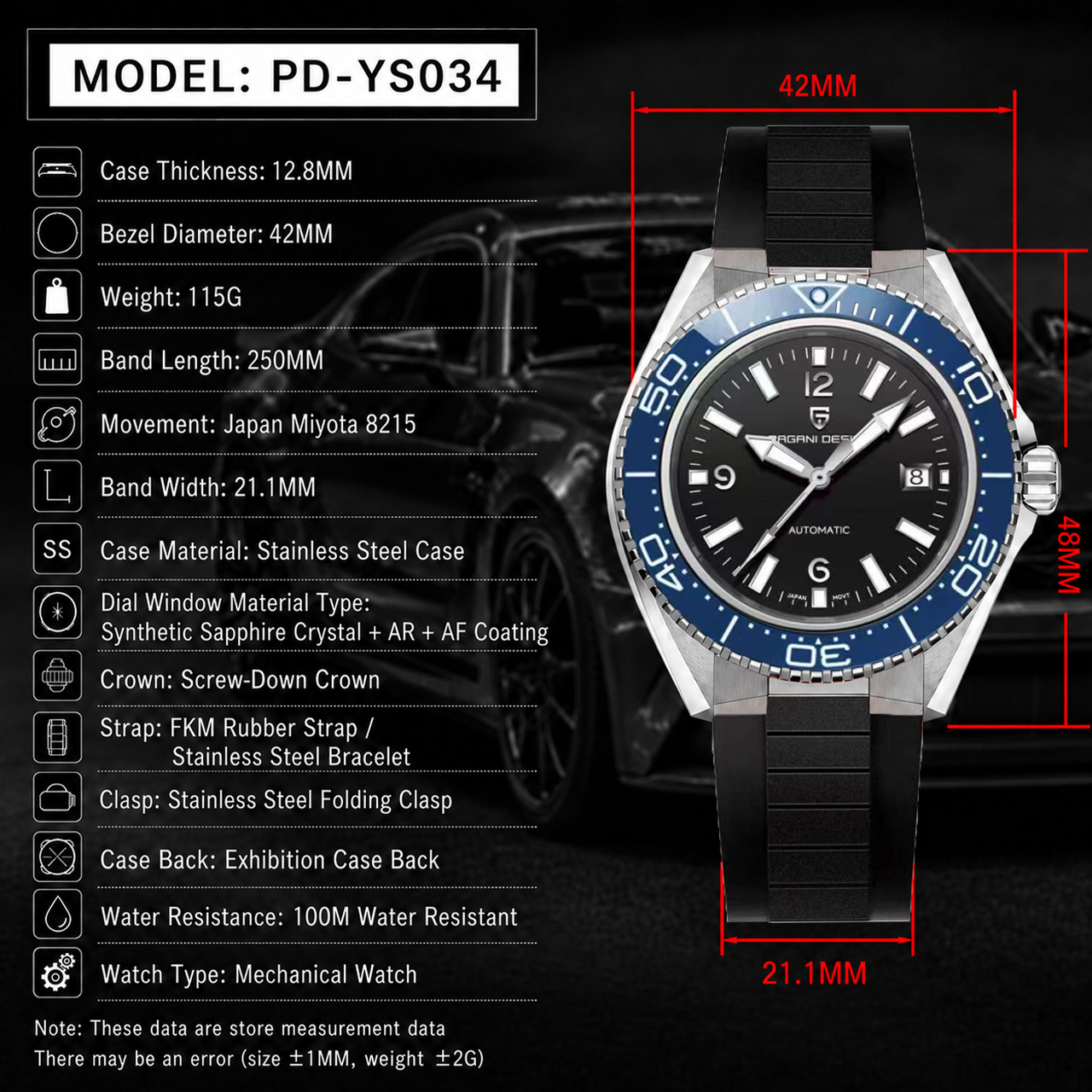 Pagani Design New Men's Mechan - Rubber Strap Diver บทวิจารณ์และราคา