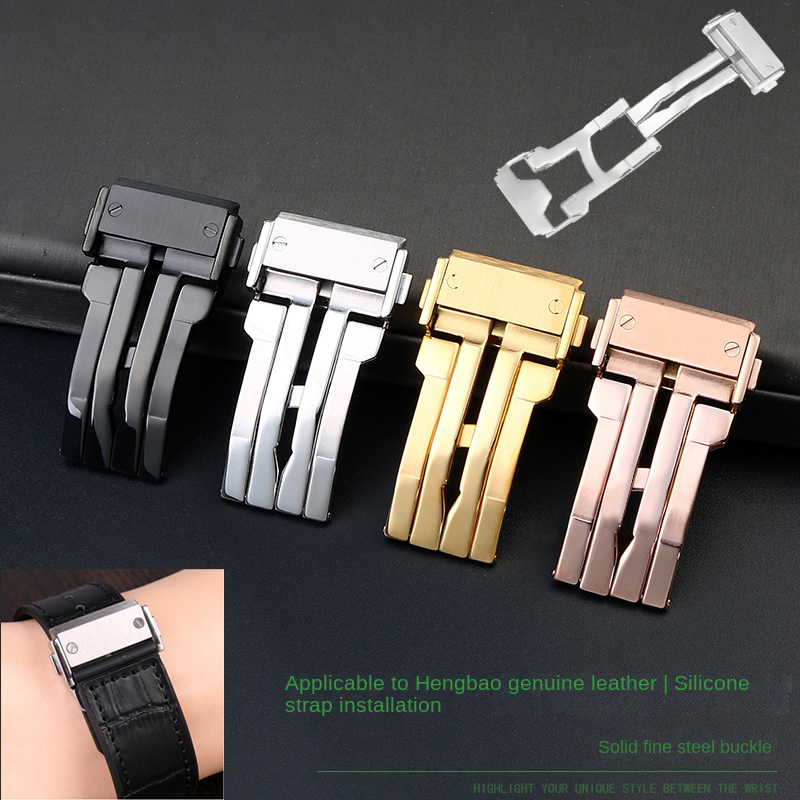 18 22mm Solid Stainless Steel  - Leather Watch Band Men บทวิจารณ์และราคา