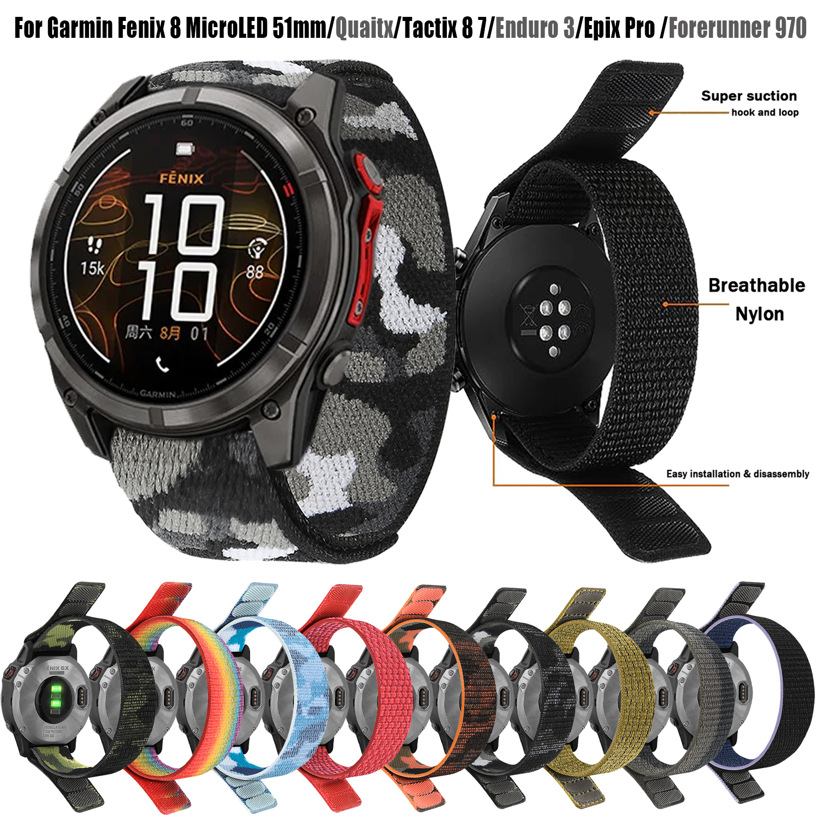 22mm 26mm Nylon QuickFit Strap - Sport Loop Velcro บทวิจารณ์และราคา