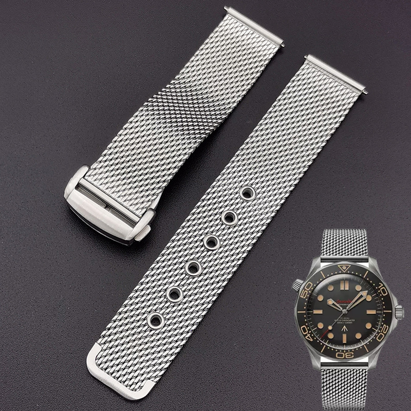 20mm 22mm solid Stainless Stee - Mesh Strap Metal บทวิจารณ์และราคา