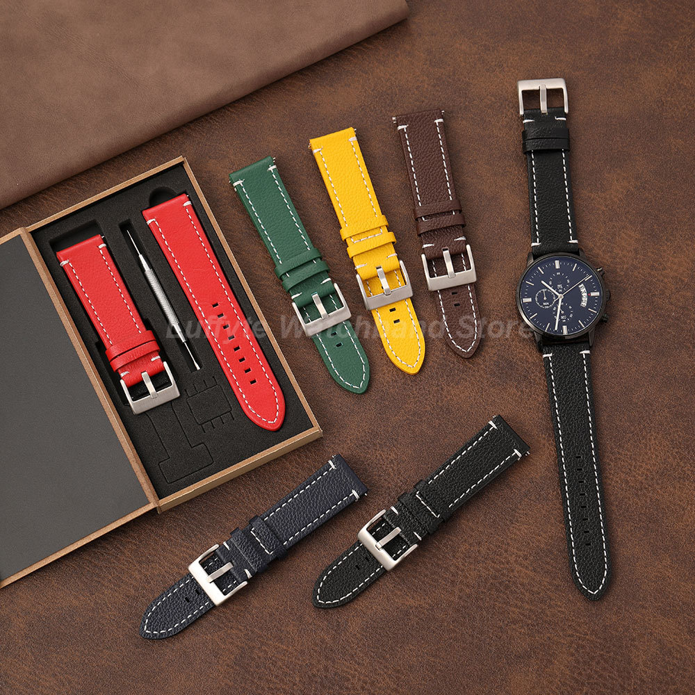 Double Sided Litchi Texture St - Leather Strap Quick Release บทวิจารณ์และราคา