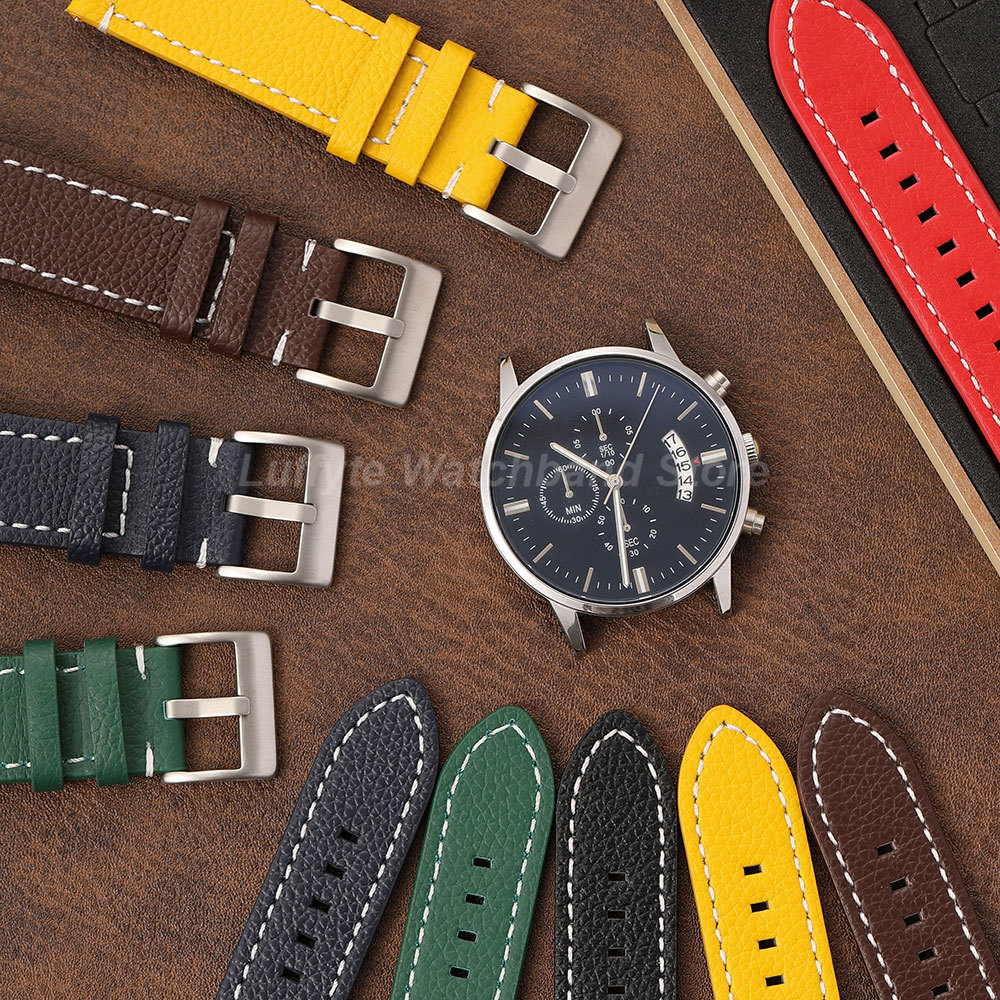 Double Sided Litchi Texture St - Leather Strap Quick Release บทวิจารณ์และราคา
