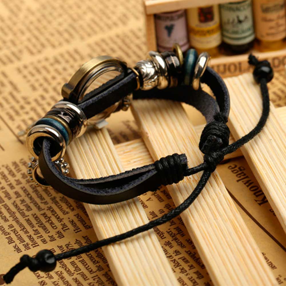 Handmade Butterfly Beads Brace - Leather Watch Band Men บทวิจารณ์และราคา