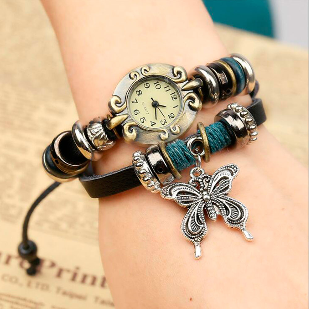 Handmade Butterfly Beads Brace - Leather Watch Band Men บทวิจารณ์และราคา