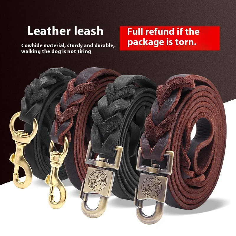 Genuine Leather Dog Leash - To - Leather Strap Quick Release บทวิจารณ์และราคา