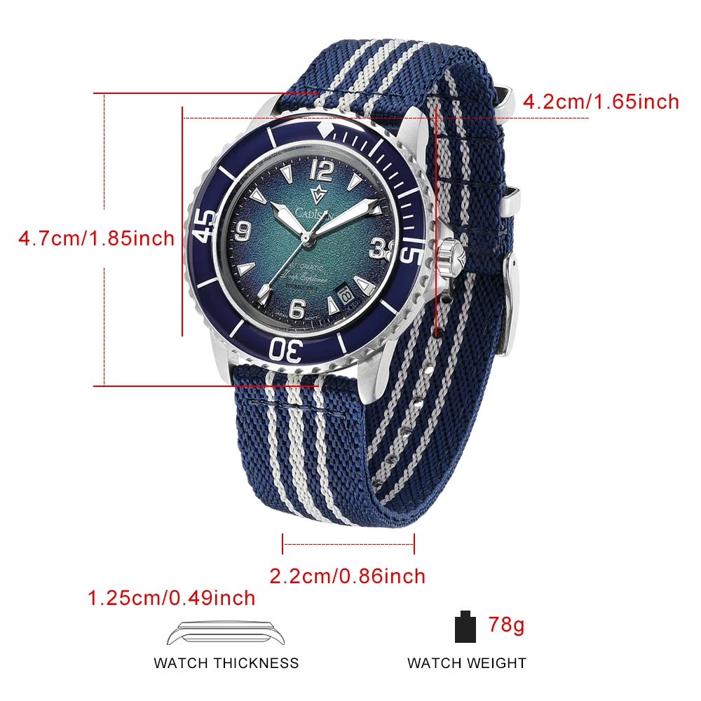 CADISEN Deep Explorer MIYOTA 8 - Canvas Strap Watch บทวิจารณ์และราคา