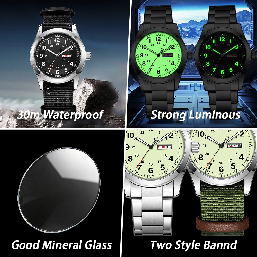 2026 Men's 42mm Watch Glow in  - Canvas Strap Watch บทวิจารณ์และราคา