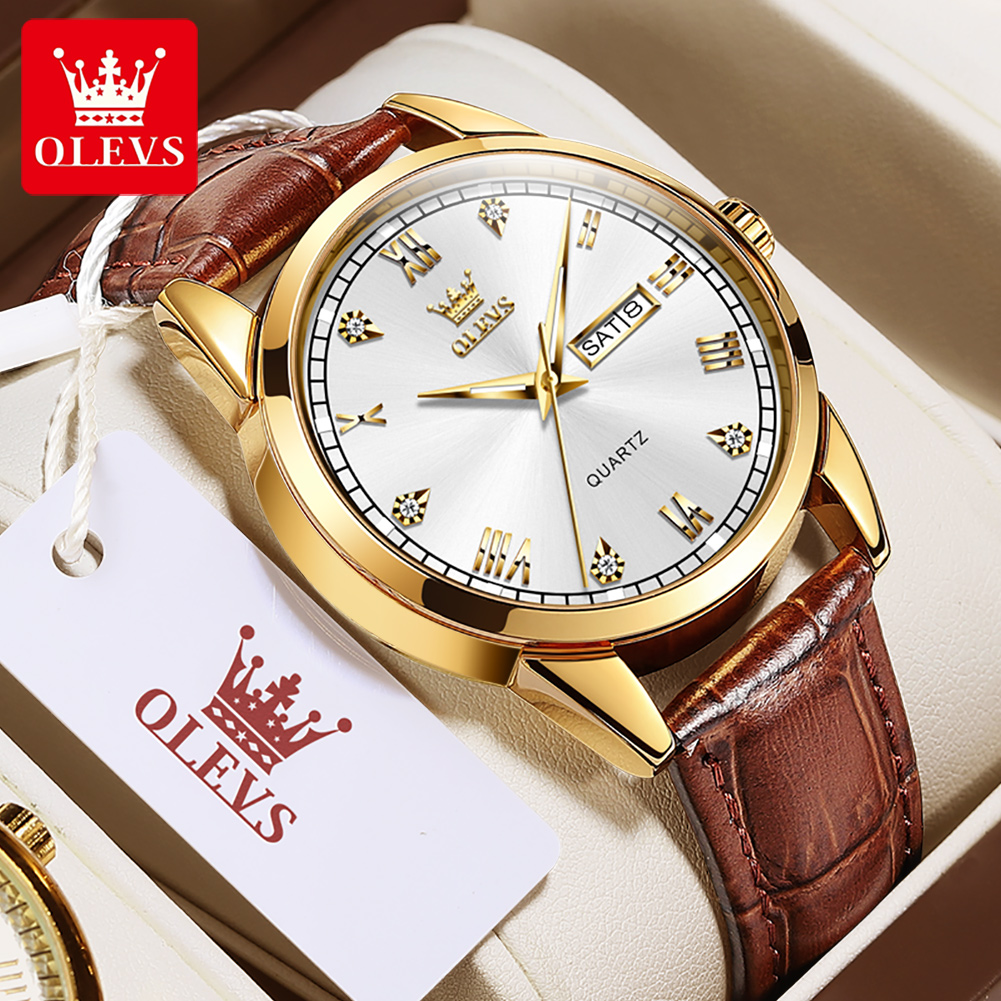 OLEVS 6896 Top Brand Men Quart - Leather Watch Band Men บทวิจารณ์และราคา