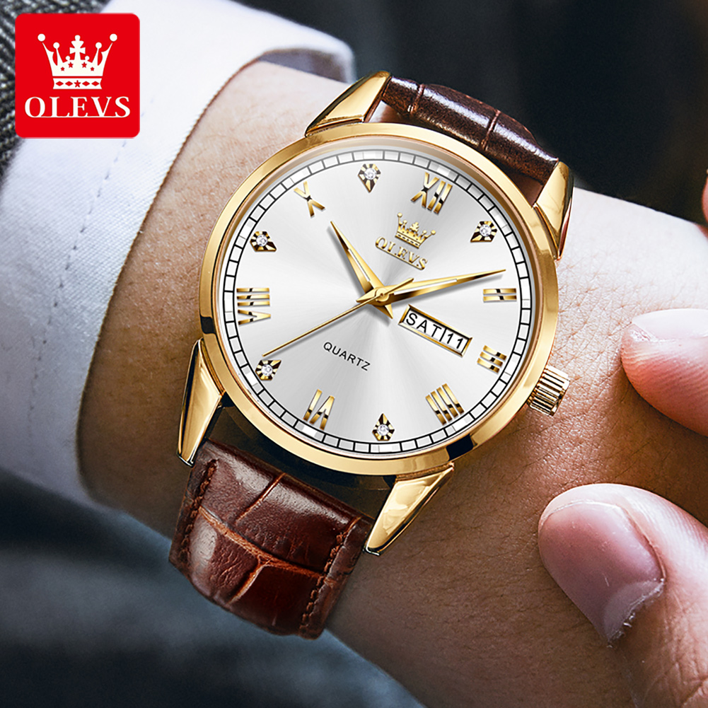 OLEVS 6896 Top Brand Men Quart - Leather Watch Band Men บทวิจารณ์และราคา