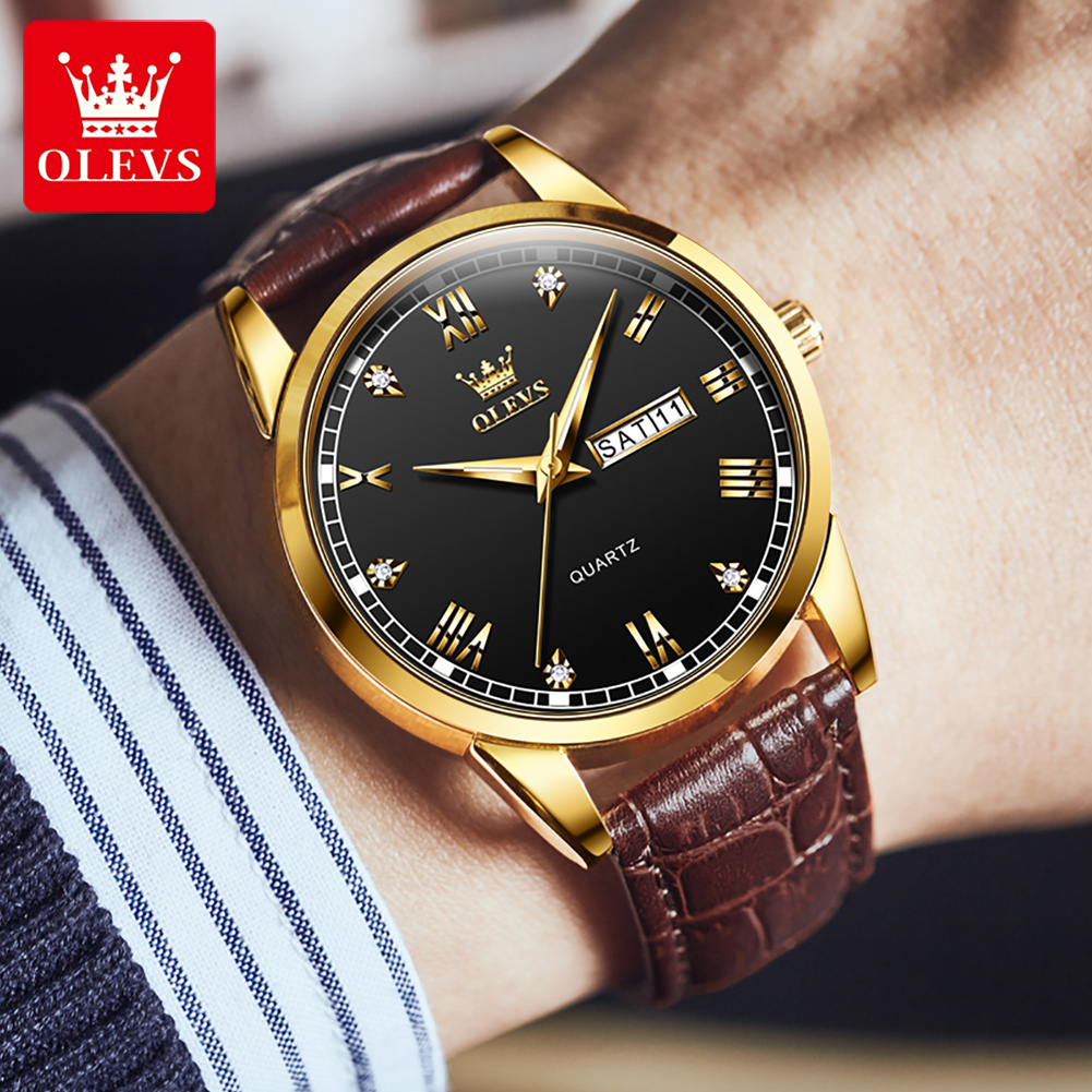 OLEVS 6896 Top Brand Men Quart - Leather Watch Band Men บทวิจารณ์และราคา