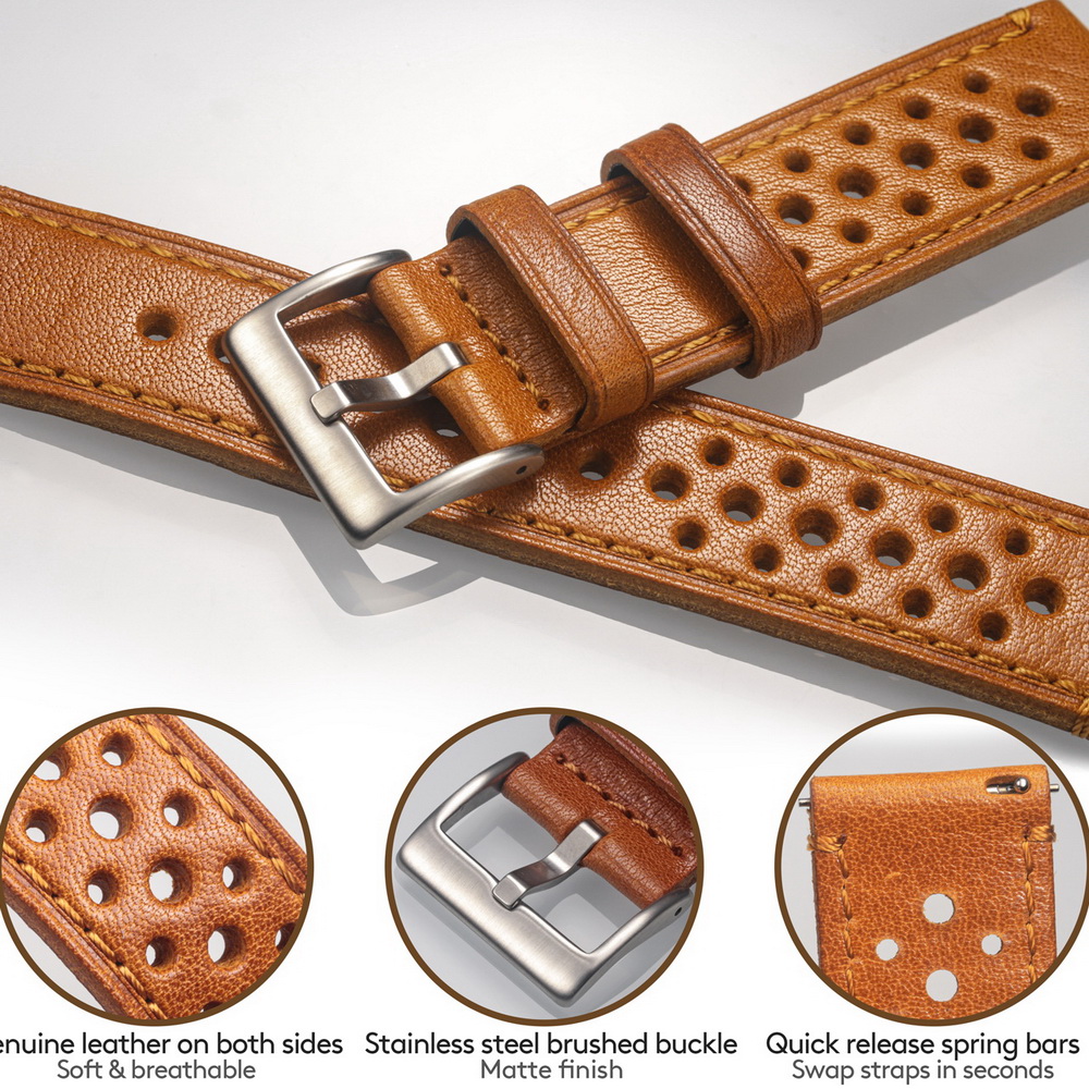 Hemsut Cowhide Watch Band Quic - Leather Strap Quick Release บทวิจารณ์และราคา