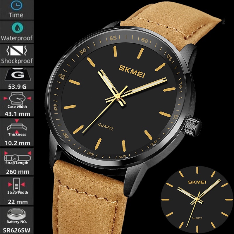 Skmei Original Brand Quartz Wa - Leather Watch Band Men บทวิจารณ์และราคา