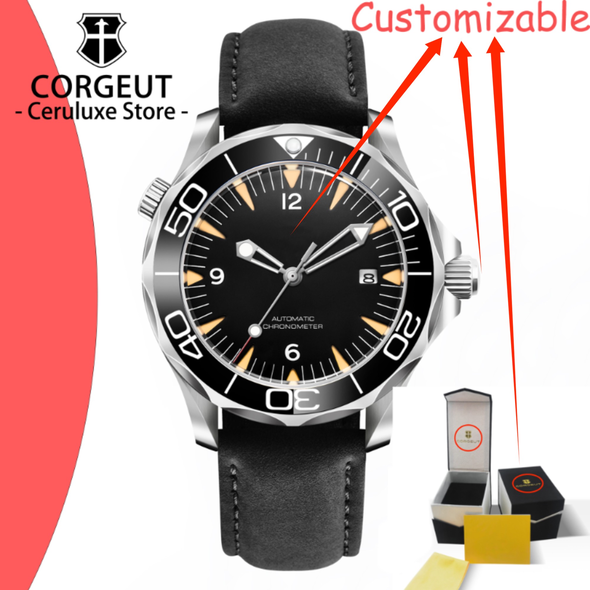 CUSTOM Logo Sapphire Glass Aut - Stainless Bracelet Diver บทวิจารณ์และราคา